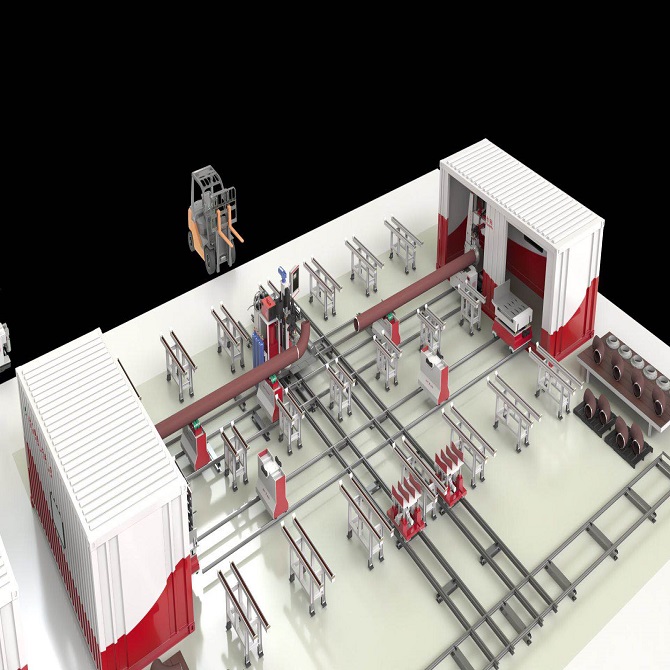 Автоматическое решение для изготовления трубных бобин подвижного типа на электростанции из легированной стали